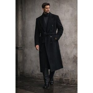 Vintage Wool Cashmere Blend Long Overcoat Made in Yugoslavia Mens 2XL Bachrach